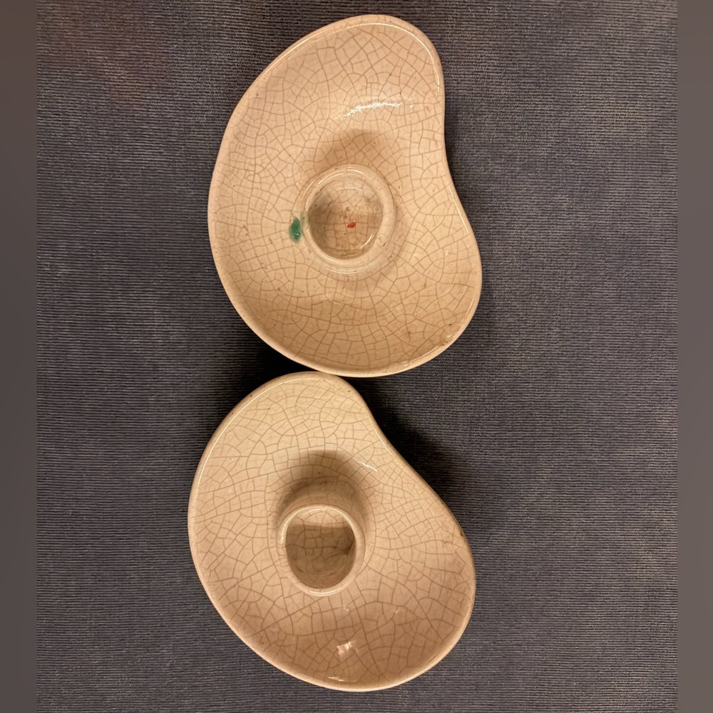 Antique ironstone Crackle Glaze Ceramic Candle Holders